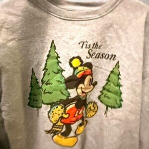 Disney Gray Sweater with Mickey and Green Trees